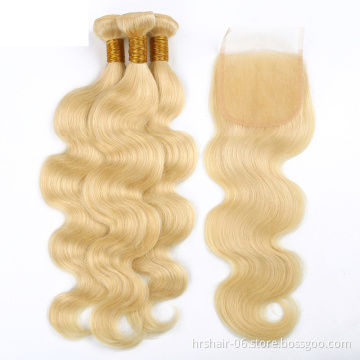 wholesale price malaysian body wave hair 613 bundles with 13x4 frontal lace closure blonde hair extension